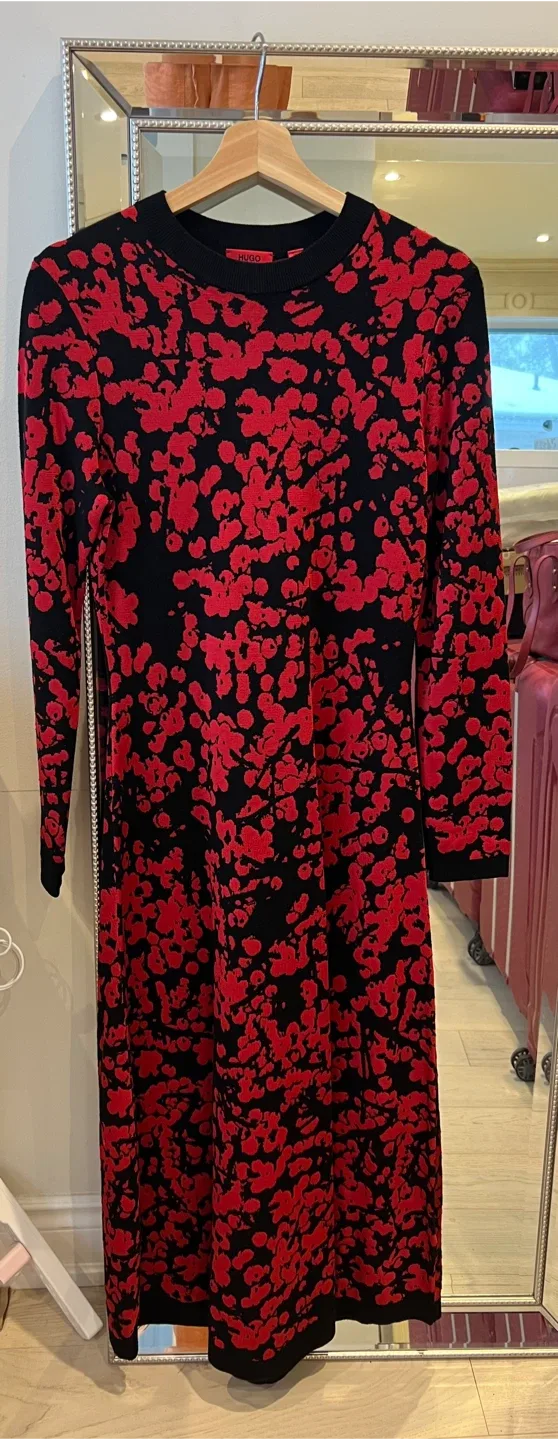 Hugo Boss Red & Black Knit Dress image indicator(3)