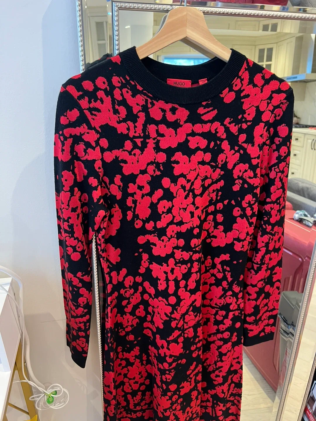 Hugo Boss Red & Black Knit Dress image indicator(4)