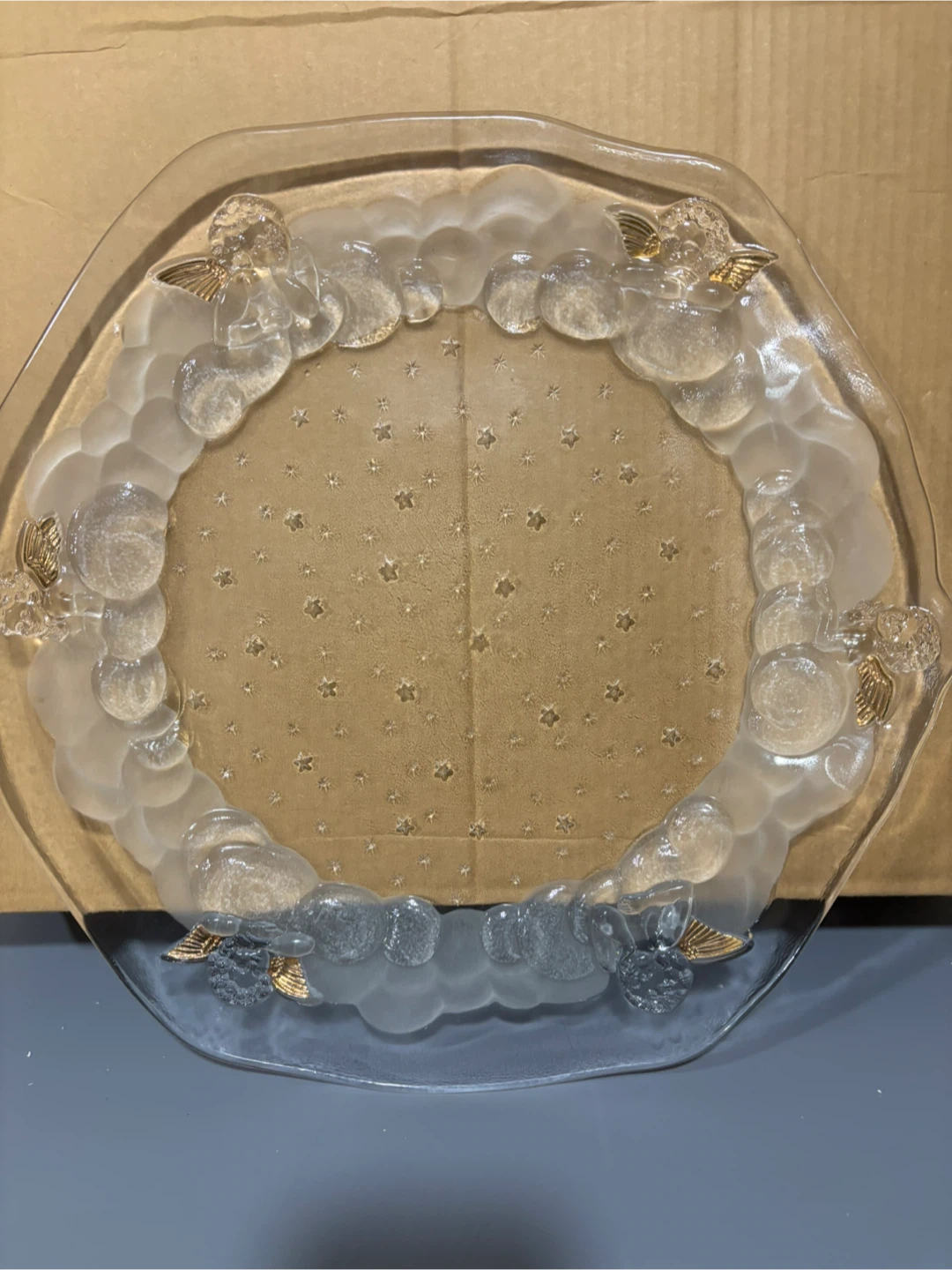 Vintage Glass Serving Platter with Angel Design - photo 2