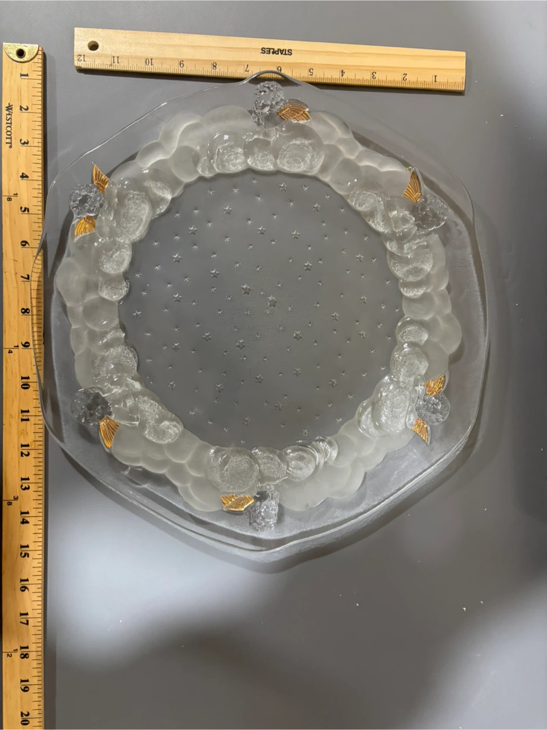 Vintage Glass Serving Platter with Angel Design - photo 4