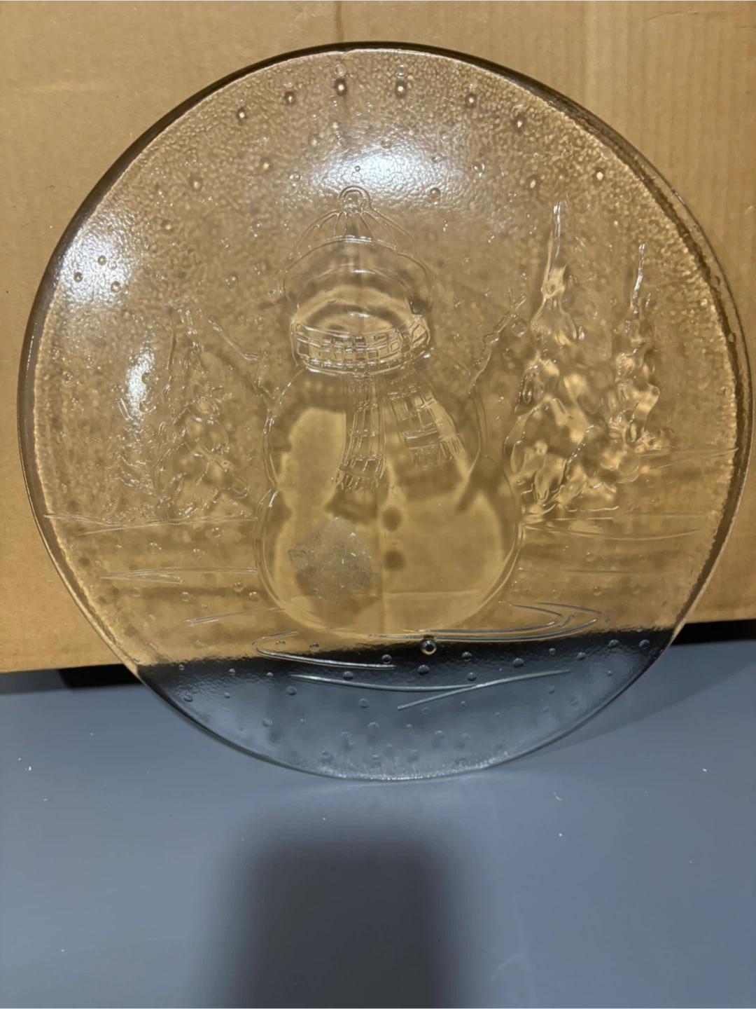Glass Snowman Serving Platter