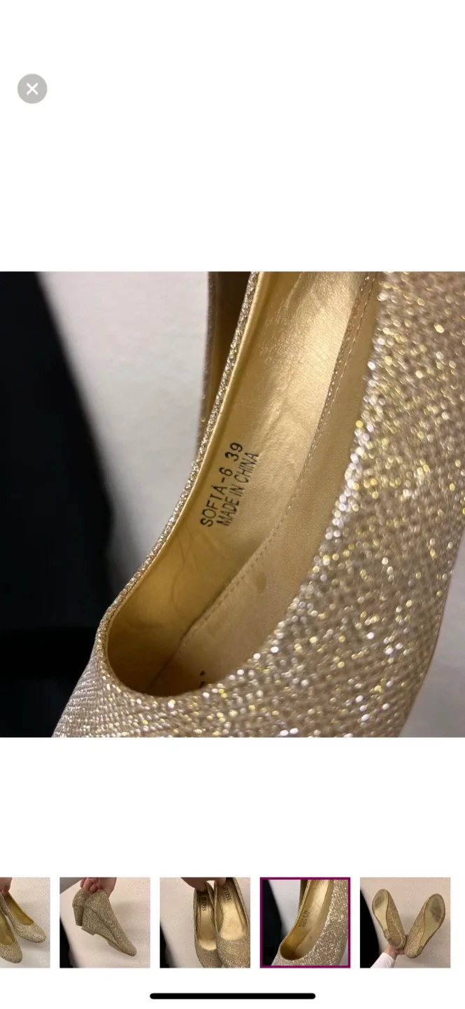 Steps Gold Glitter Wedge Shoes - Size 6 image indicator(4)