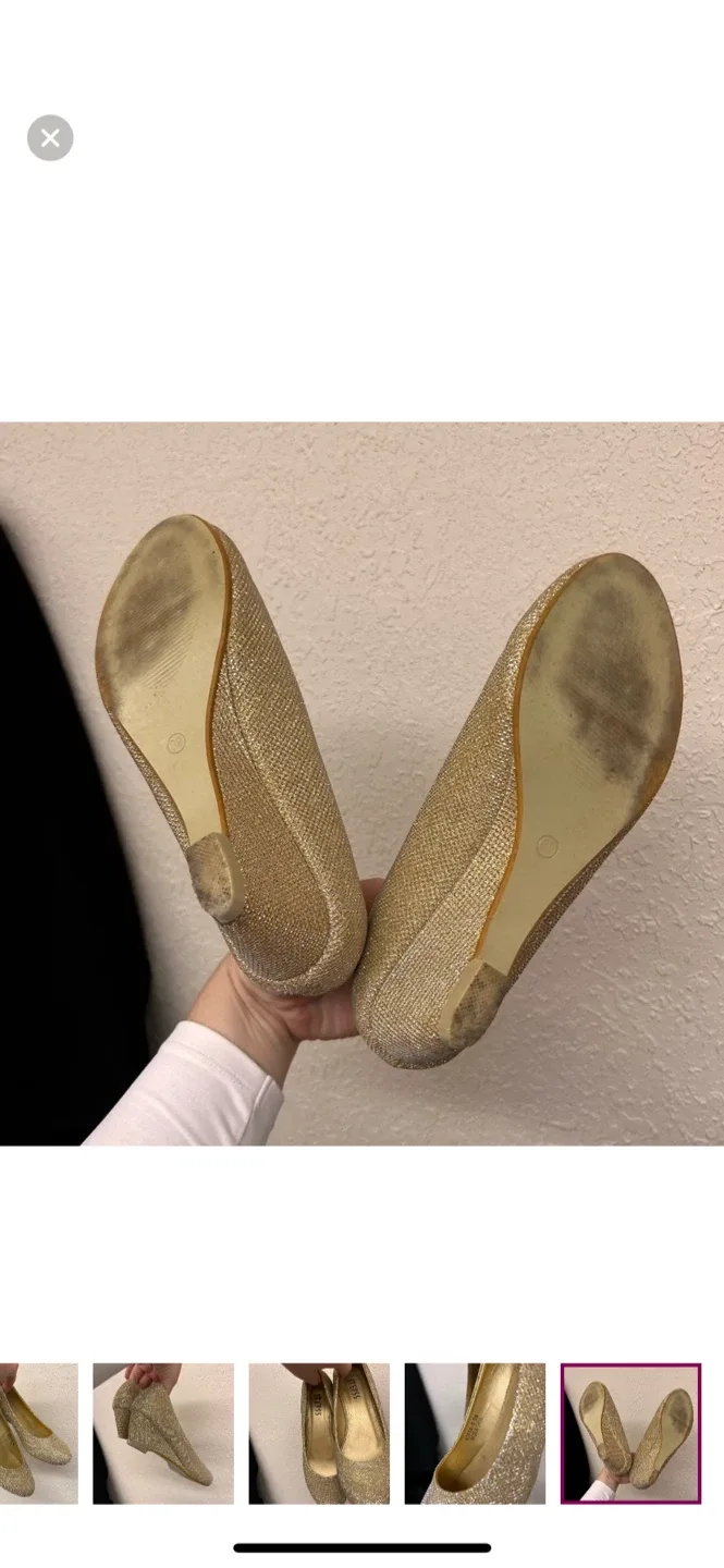 Steps Gold Glitter Wedge Shoes - Size 6 image indicator(5)