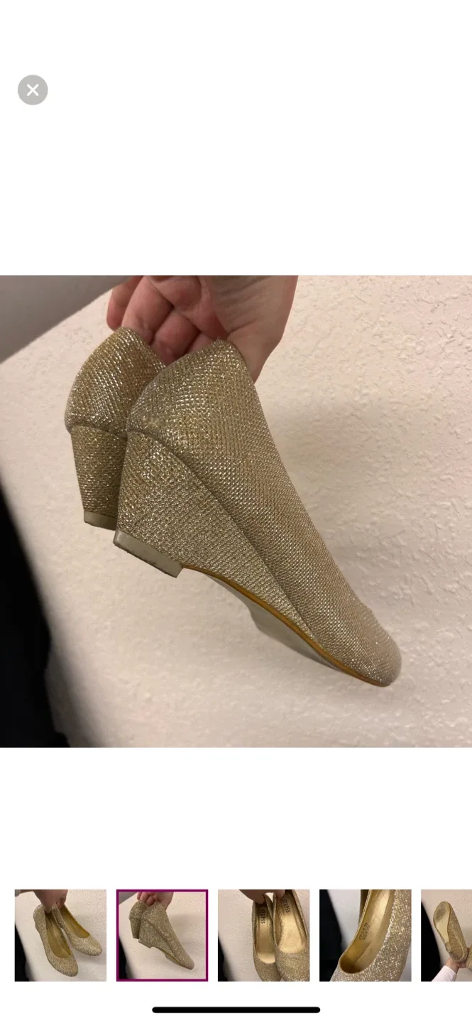 Steps Gold Glitter Wedge Shoes - Size 6 image indicator(2)