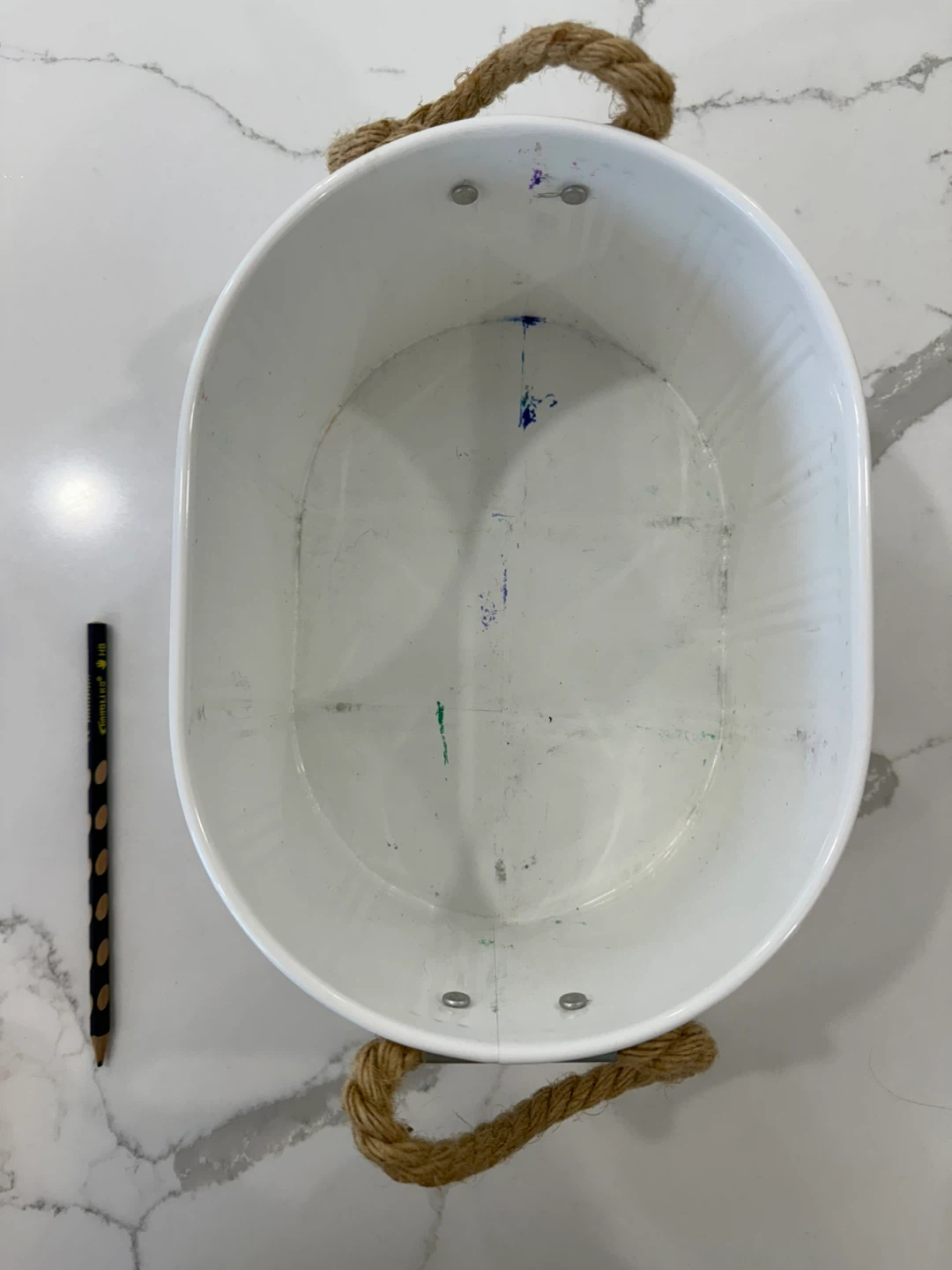 White Metal Oval Storage Container - photo 2