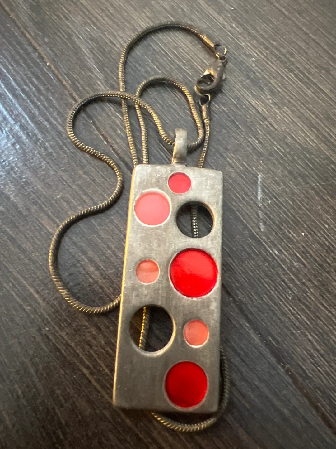 Silver & Red Pendant Necklace