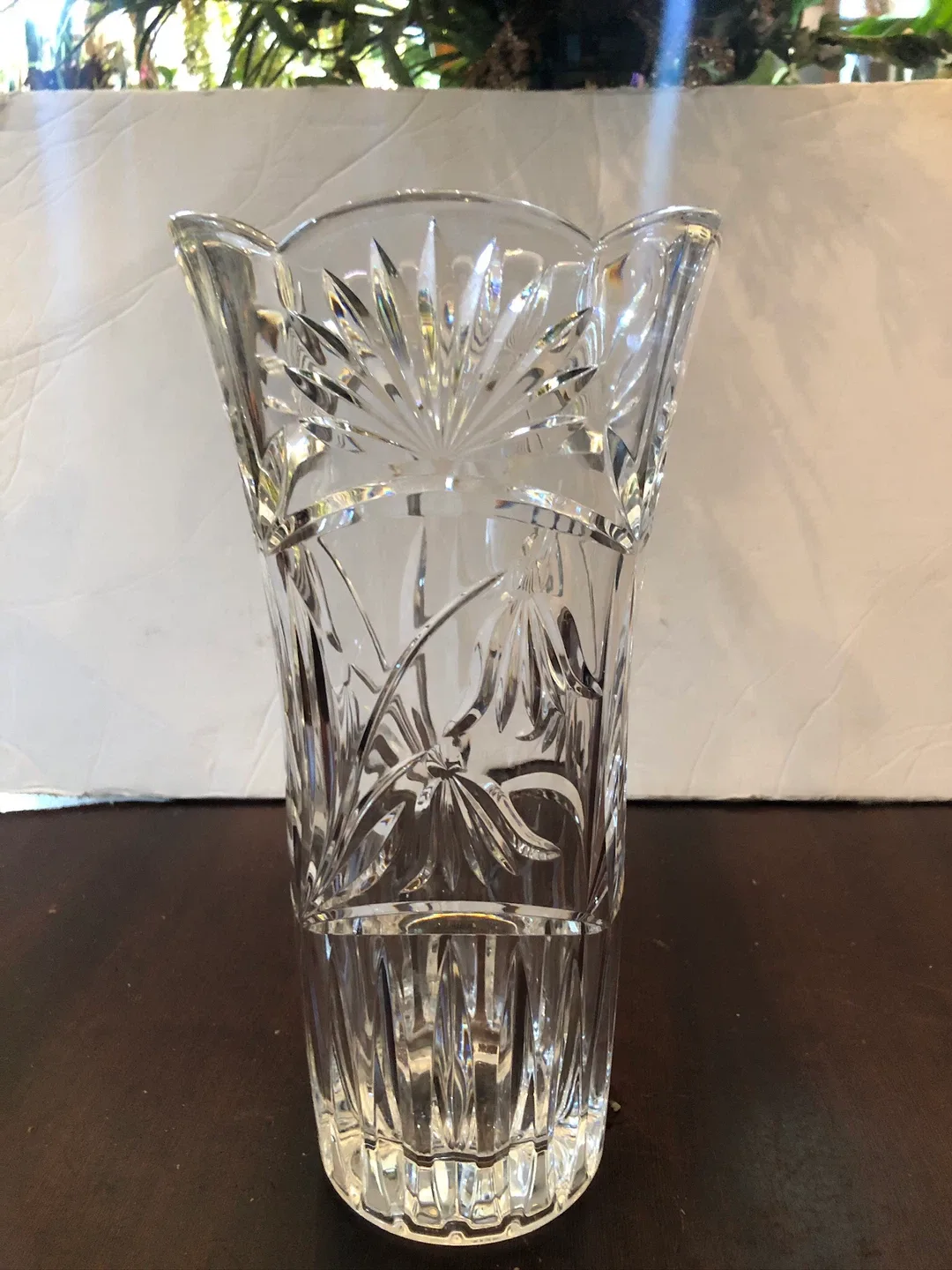 Heavy Glass Vase. 12” high.