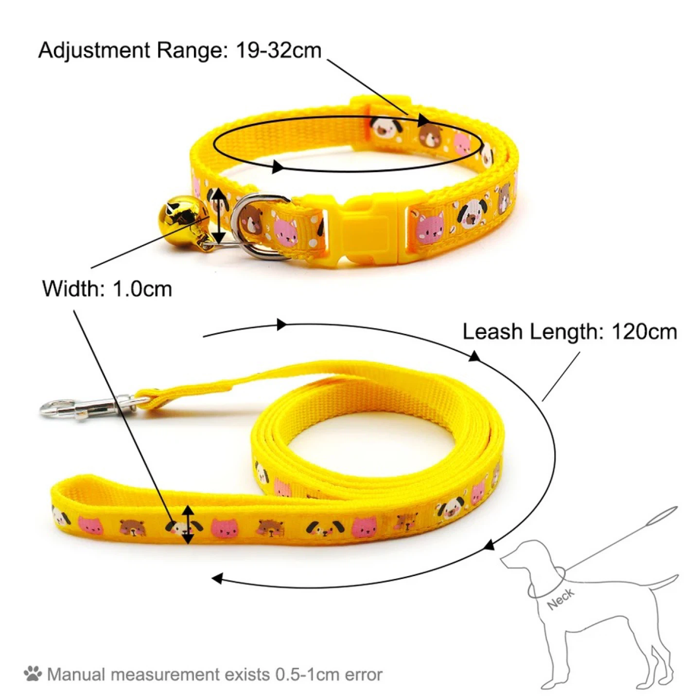 Cute Dog Collar & Leash Set - Cute Cartoon Design - photo 2