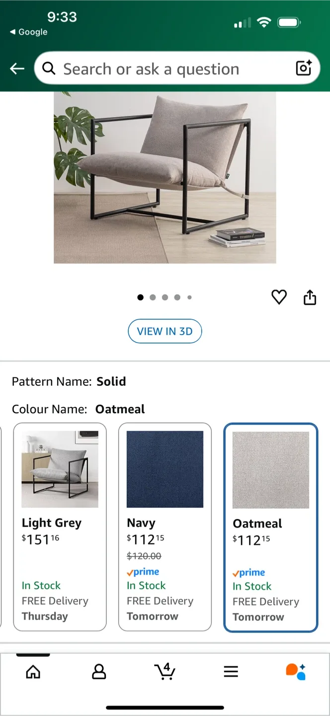 Zinus Aidan Sling Accent Chair - Oatmeal image indicator(4)