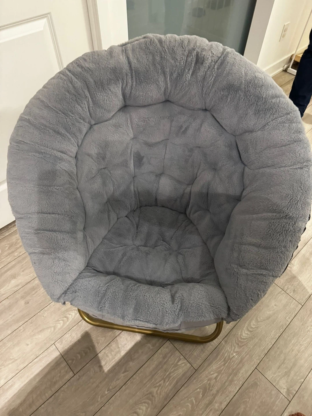 Chair/Faux Fur Saucer Chair for Bedroom/X-Large (Grey)