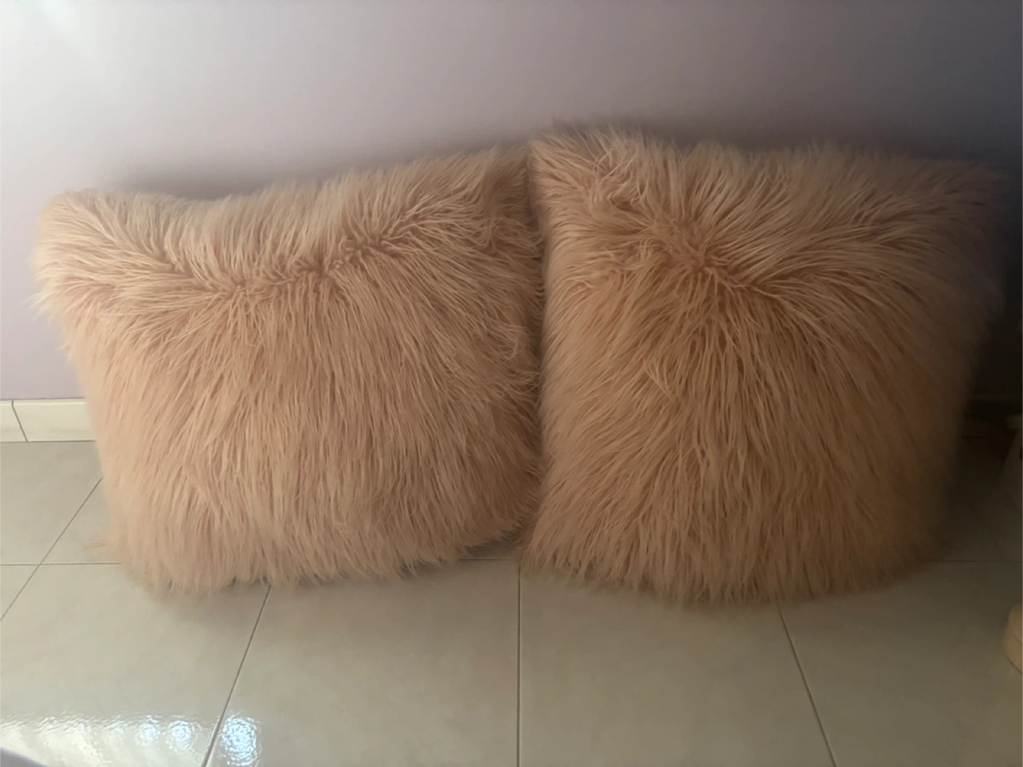 2 Fluffy Throw Pillow - Peach