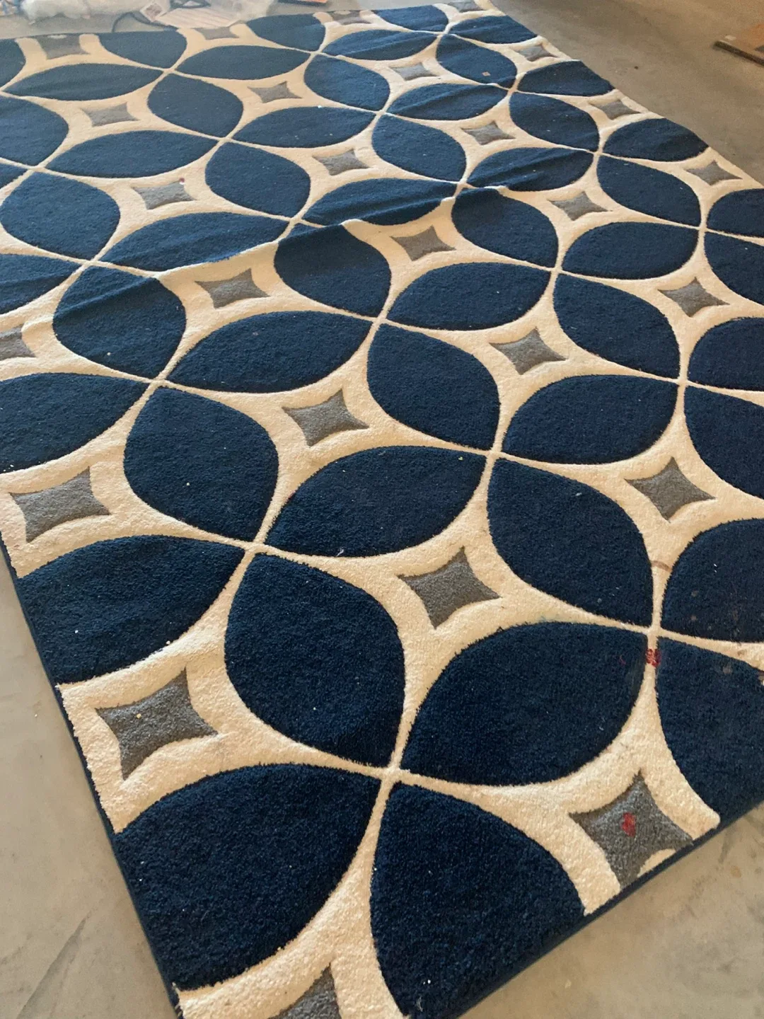 Patterned Area Rug - Blue & Beige