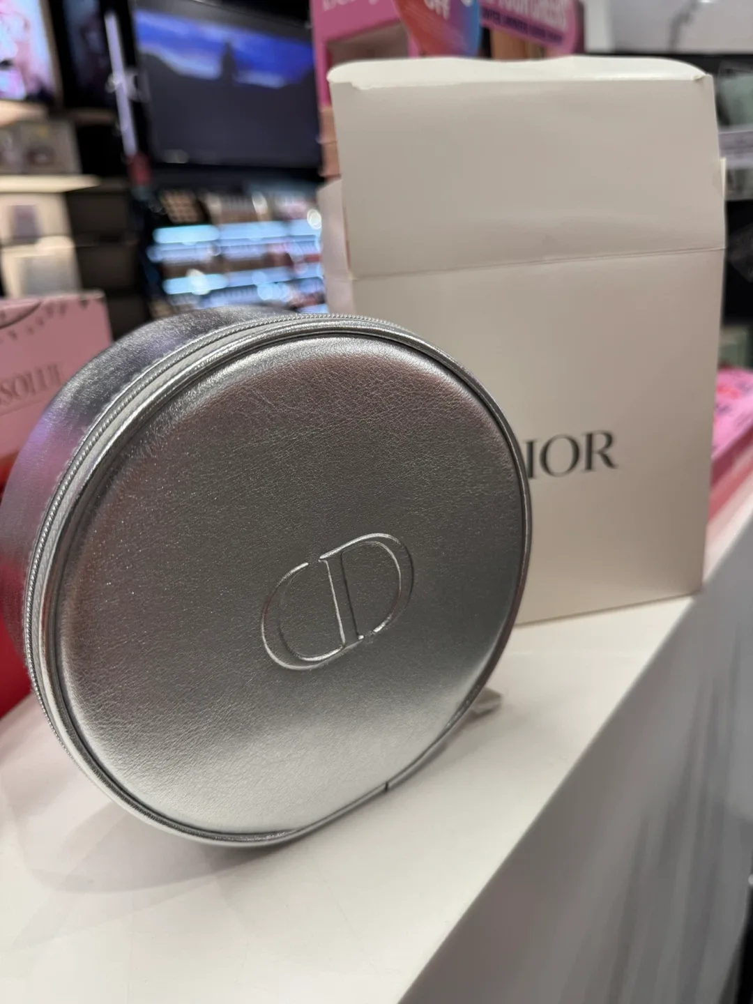 Dior Silver Makeup Bag with Box image indicator(3)
