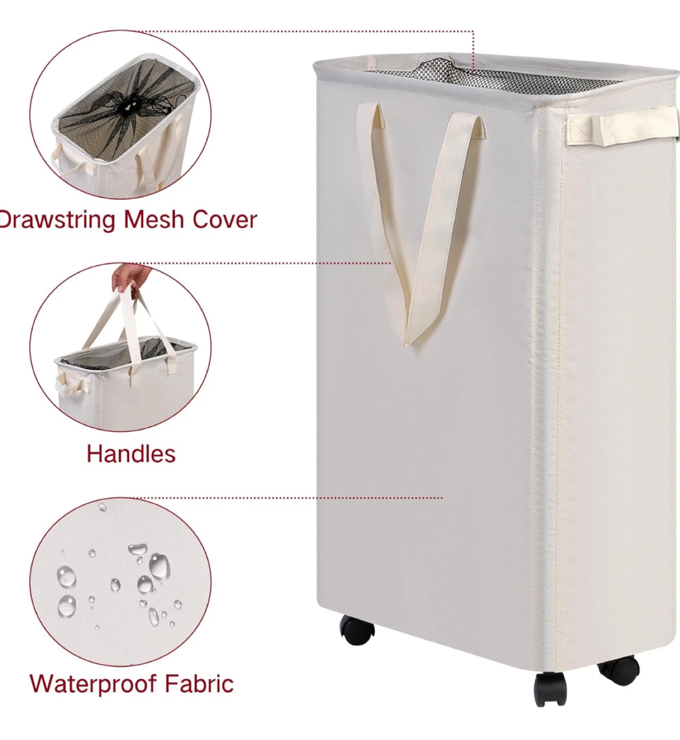 Rolling Laundry Basket - 60L Capacity - photo 3