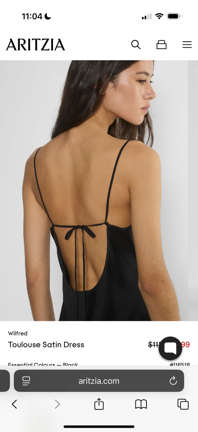 NWT - Wilfred Toulouse Satin Dress - Black, Size 2XS - photo 2