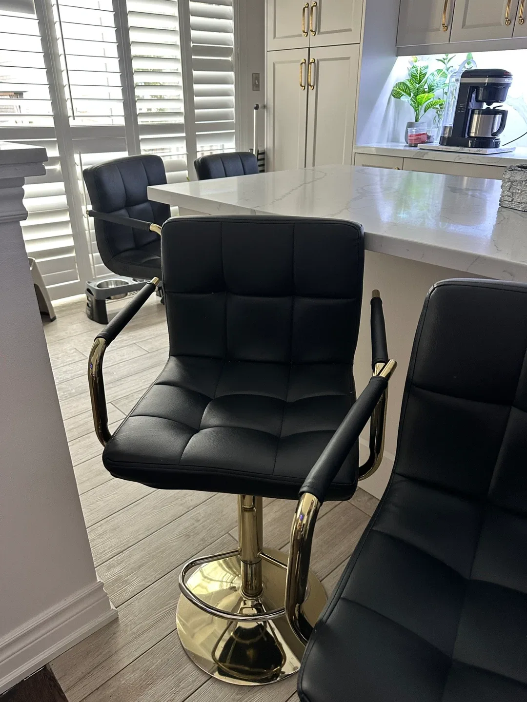 Set of 5 Black & Gold Swivel Bar Stools image indicator(3)