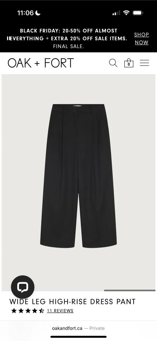 Oak + Fort Wide Leg High-Rise Dress Pant - Black