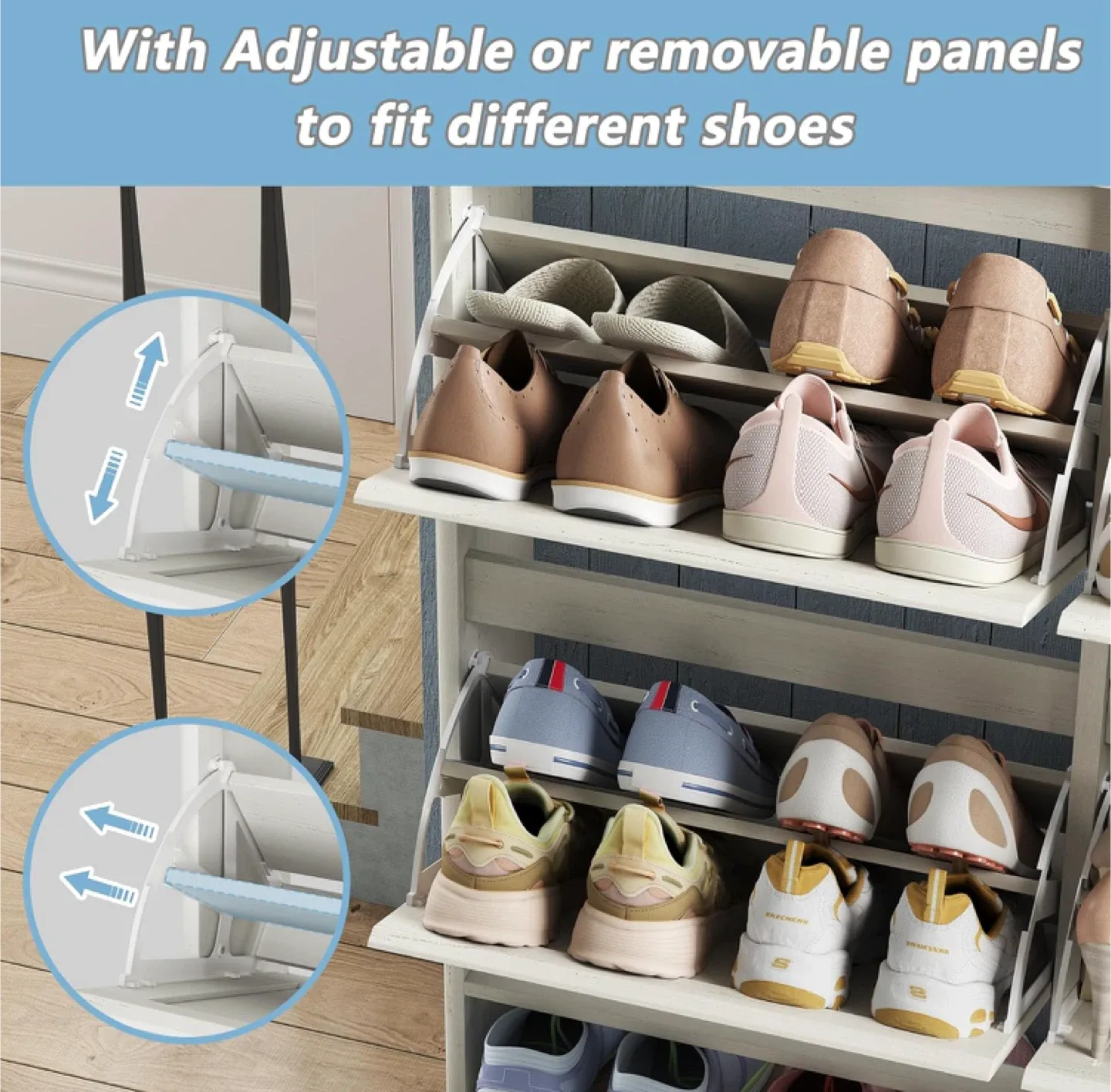 Furniouse Shoe Storage Cabinet - Slim Off White image indicator(3)