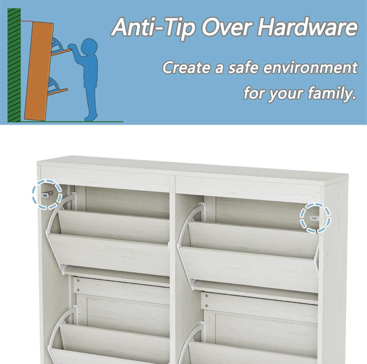 Furniouse Shoe Storage Cabinet - Slim Off White image indicator(5)