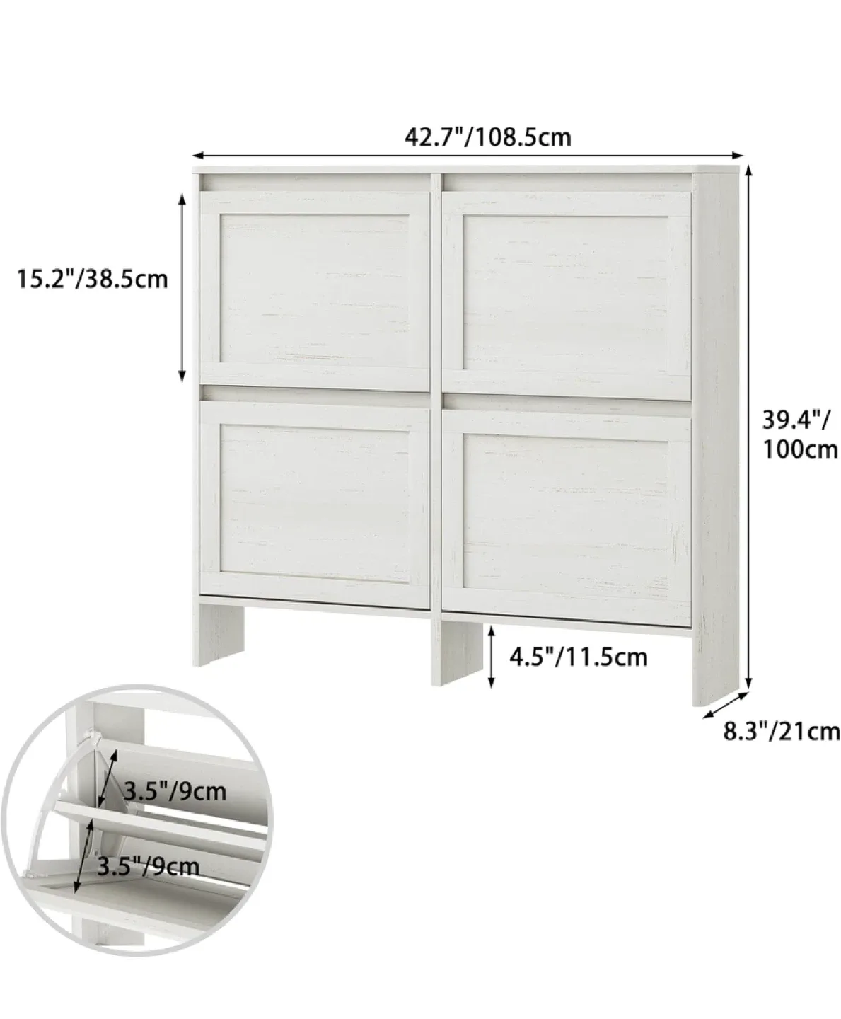 Furniouse Shoe Storage Cabinet - Slim Off White image indicator(6)