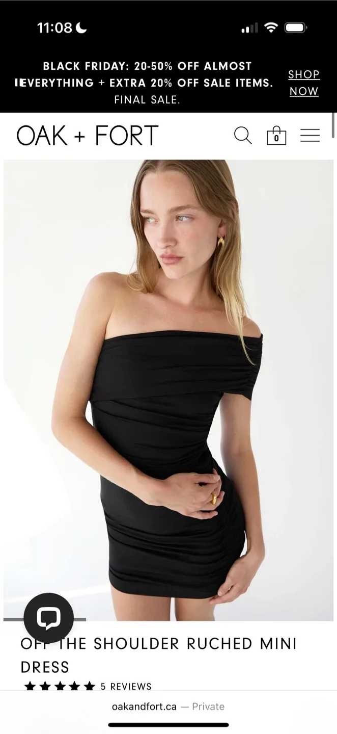 OAK + FORT Off Shoulder Ruched Mini Dress - XS image indicator(3)