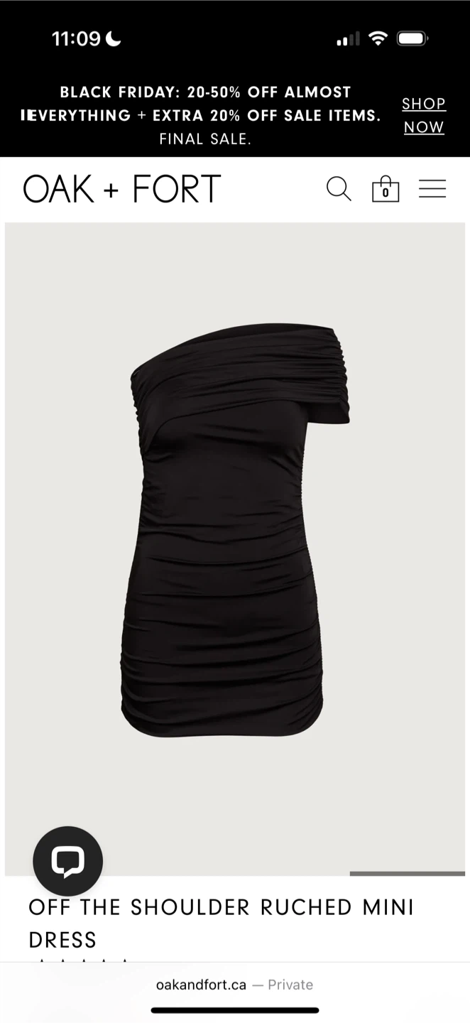 OAK + FORT Off Shoulder Ruched Mini Dress - XS
