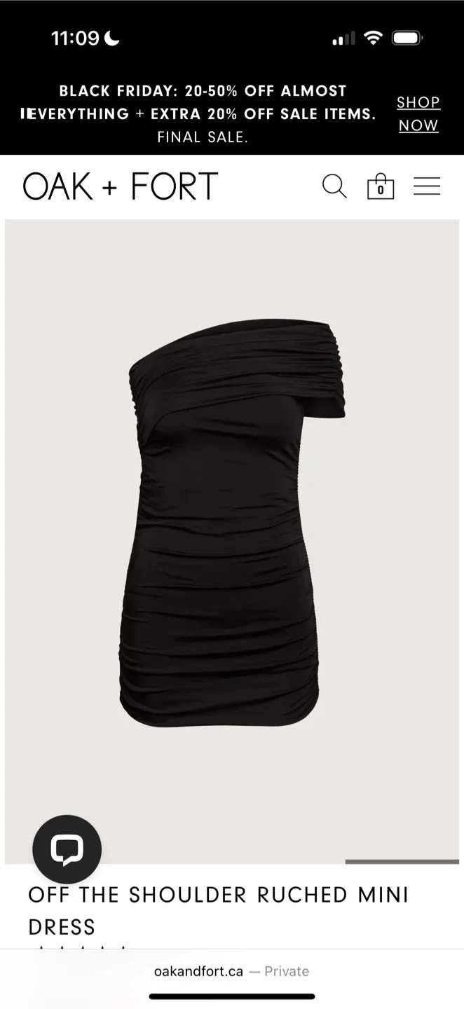 OAK + FORT Off Shoulder Ruched Mini Dress - XS