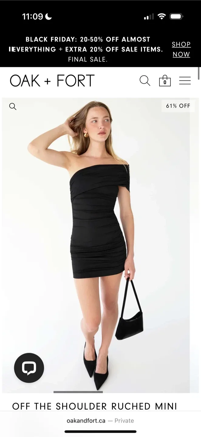 OAK + FORT Off Shoulder Ruched Mini Dress - XS image indicator(2)