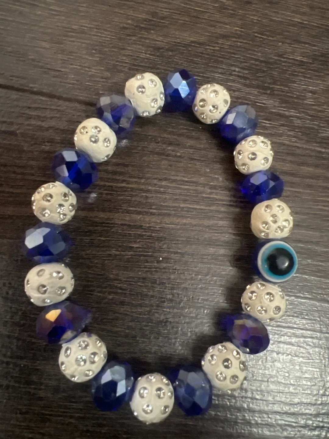Blue & White Beaded Bracelet