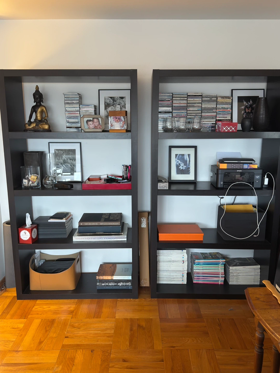 IKEA Black Brown Shelves.