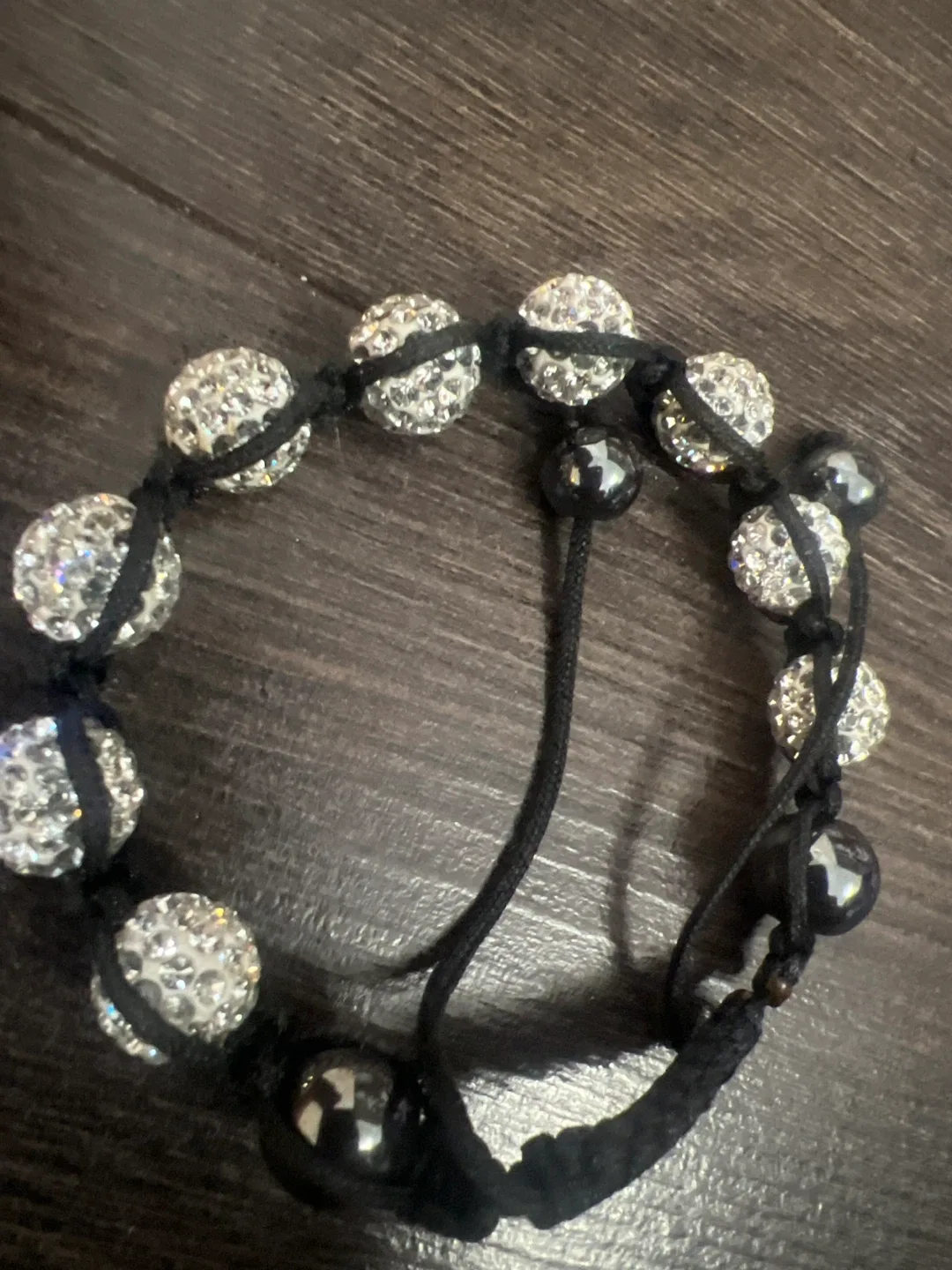 Sparkly Bead Bracelet - Black Cord