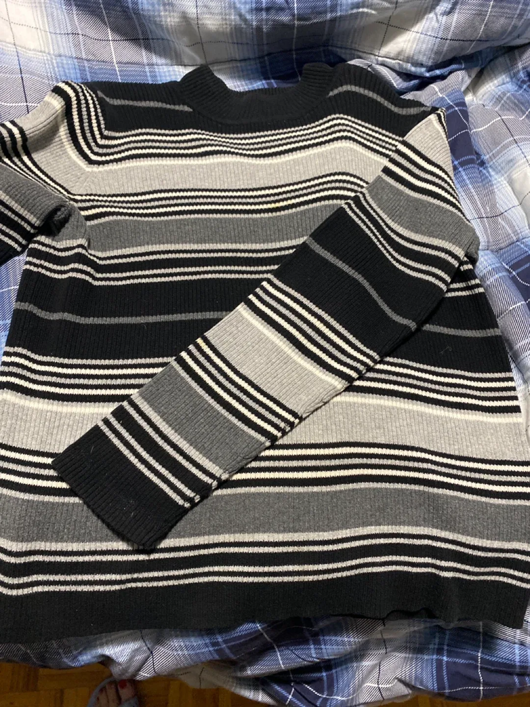 Striped Knit Sweater - Black & Grey image indicator(2)