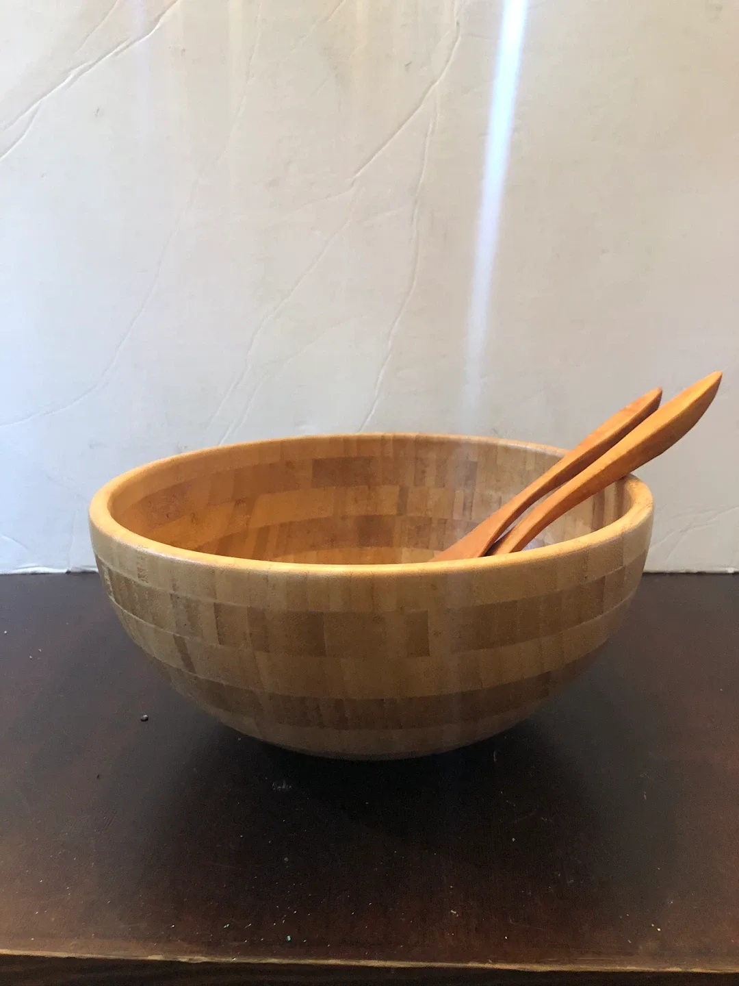 Wood Salad Bowl with Fork/Spoon.