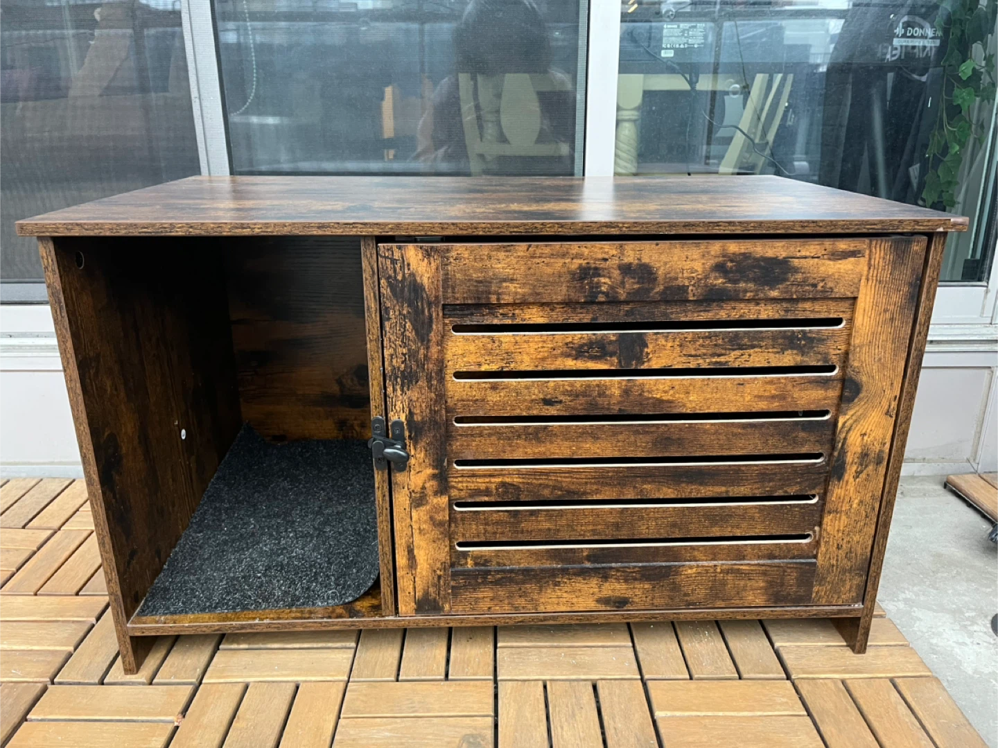 Brown Wooden Pet Litter Box Furniture