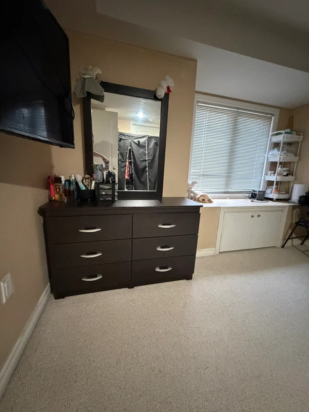 Dark Brown Dresser with Mirror