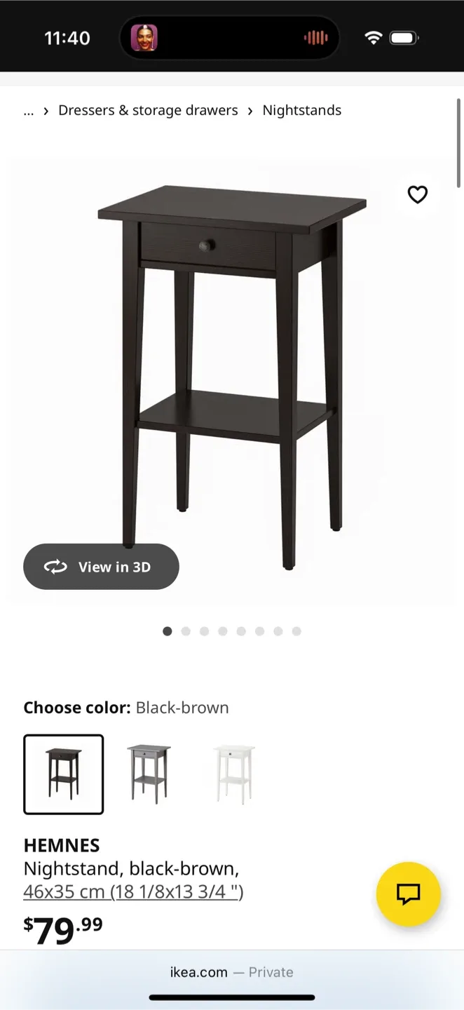 IKEA Hemnes Nightstand - Black-Brown