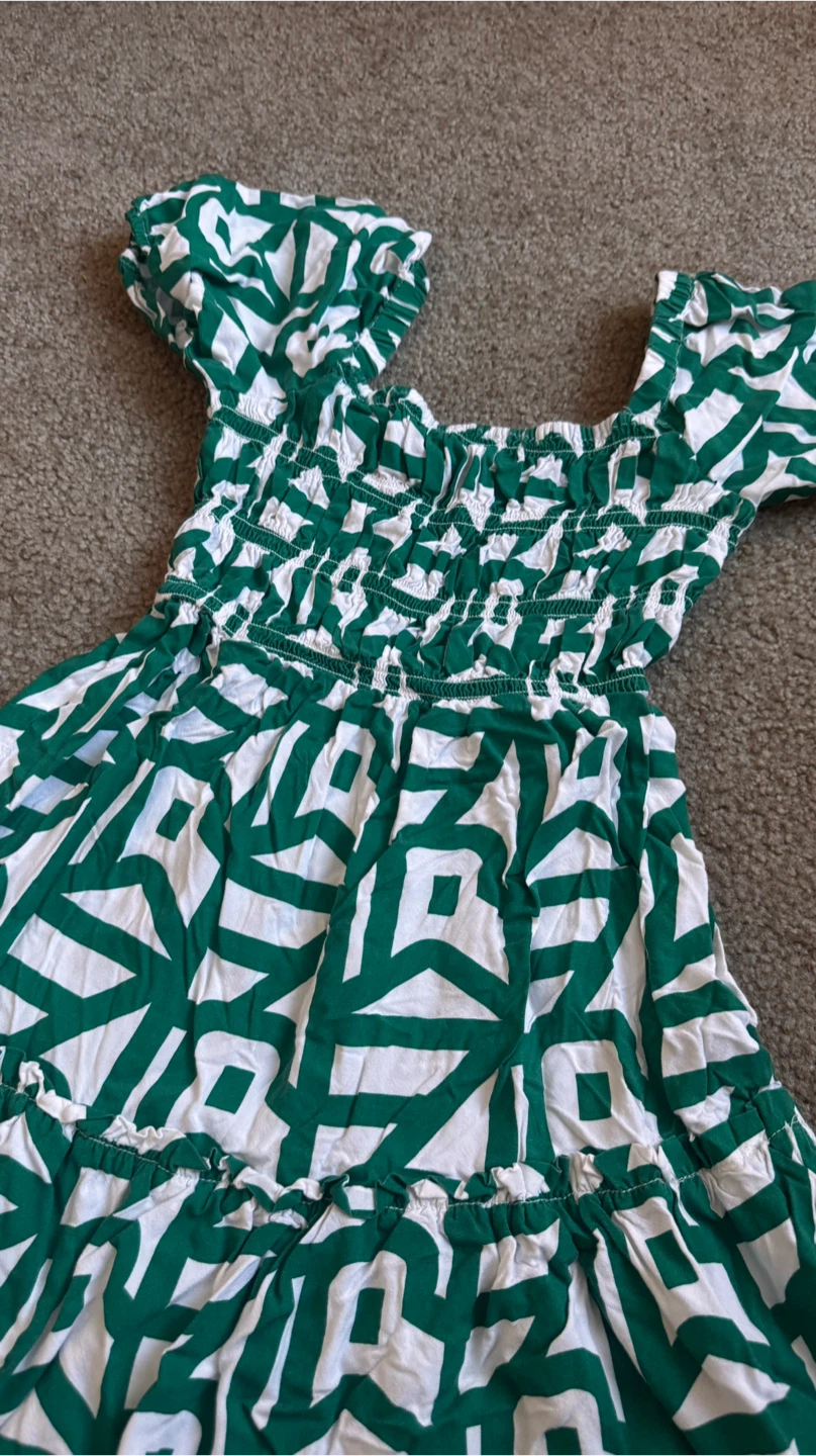 Green & White Patterned Mini Dress - photo 2