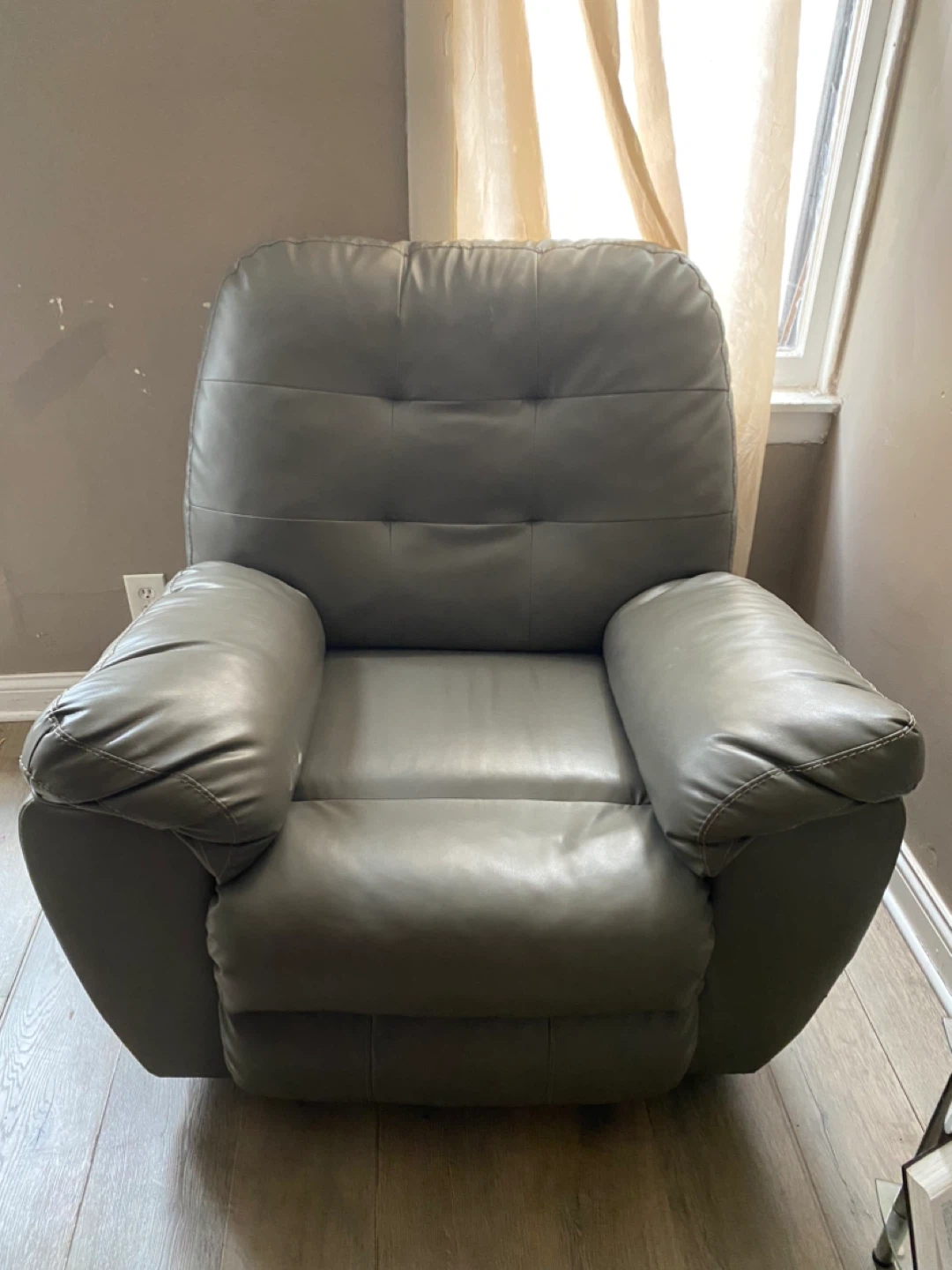 Gray Leather Recliner Chair