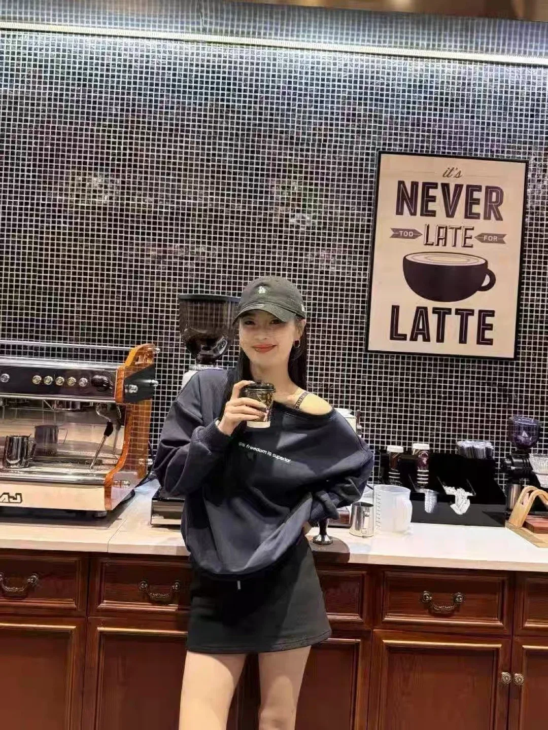 Navy Blue Off Shoulder Sweatshirt image indicator(5)