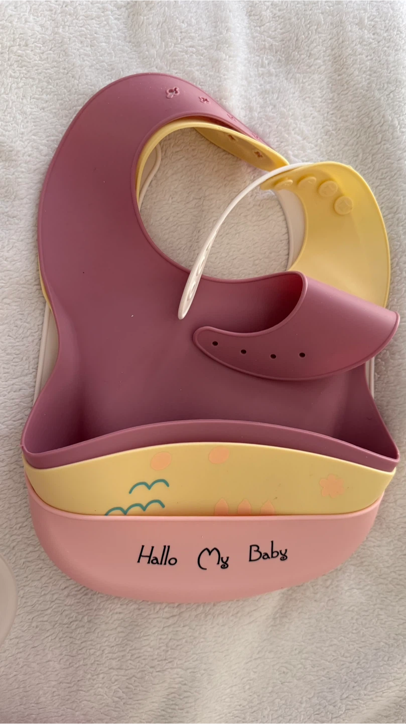 Hallo My Baby Silicone Bib - Pink & Yellow