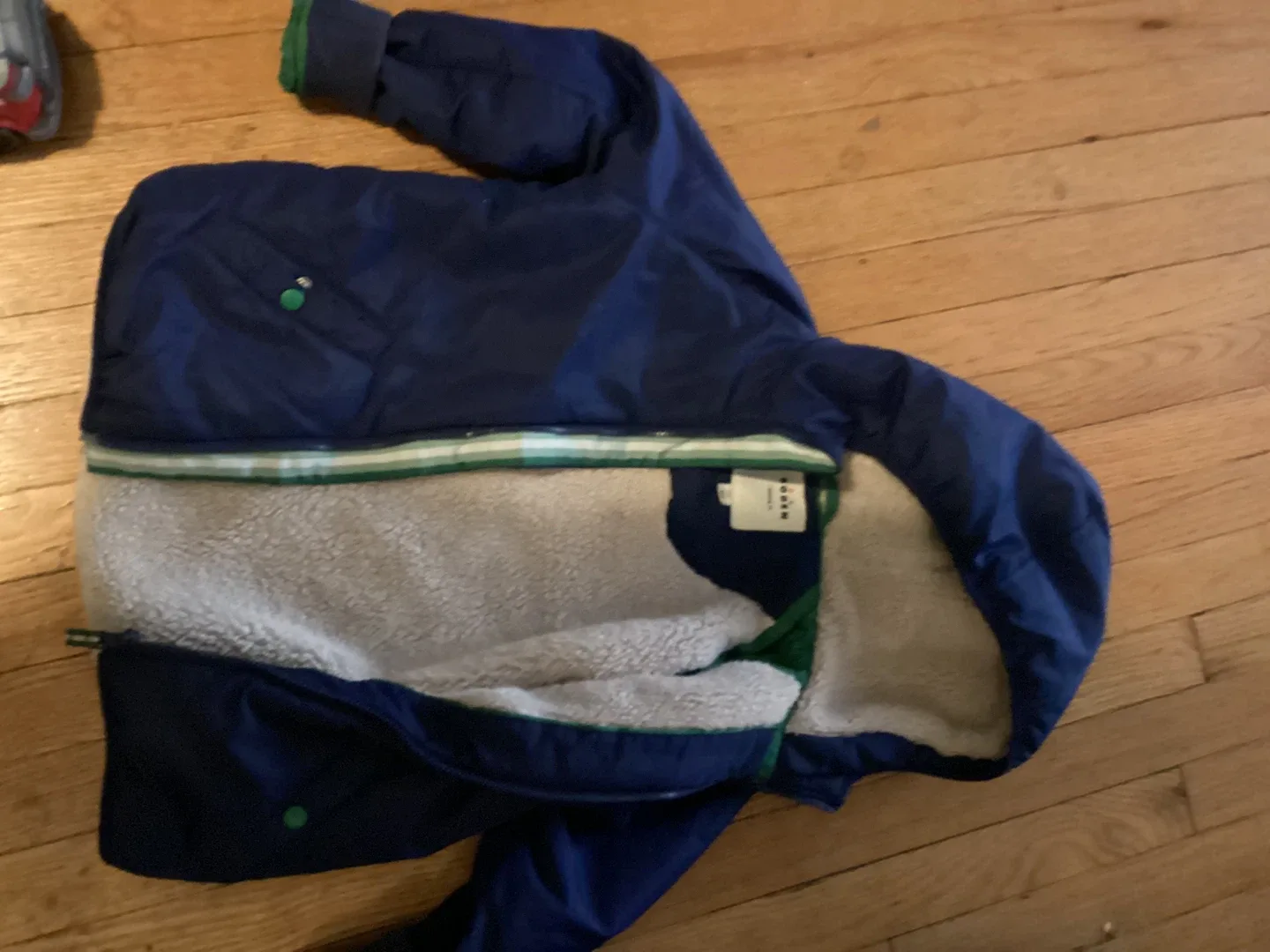 Mini Boden Blue Sherpa Lined Coat 8y (runs a bit small)