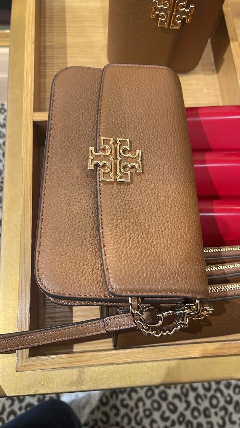 Tory Burch Brown Leather Wallet on Chain