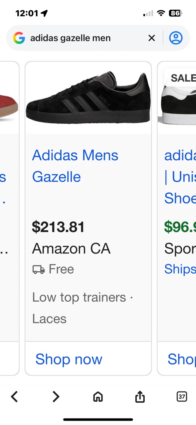 Adidas Gazelle Black, Men's US 10 - photo 5