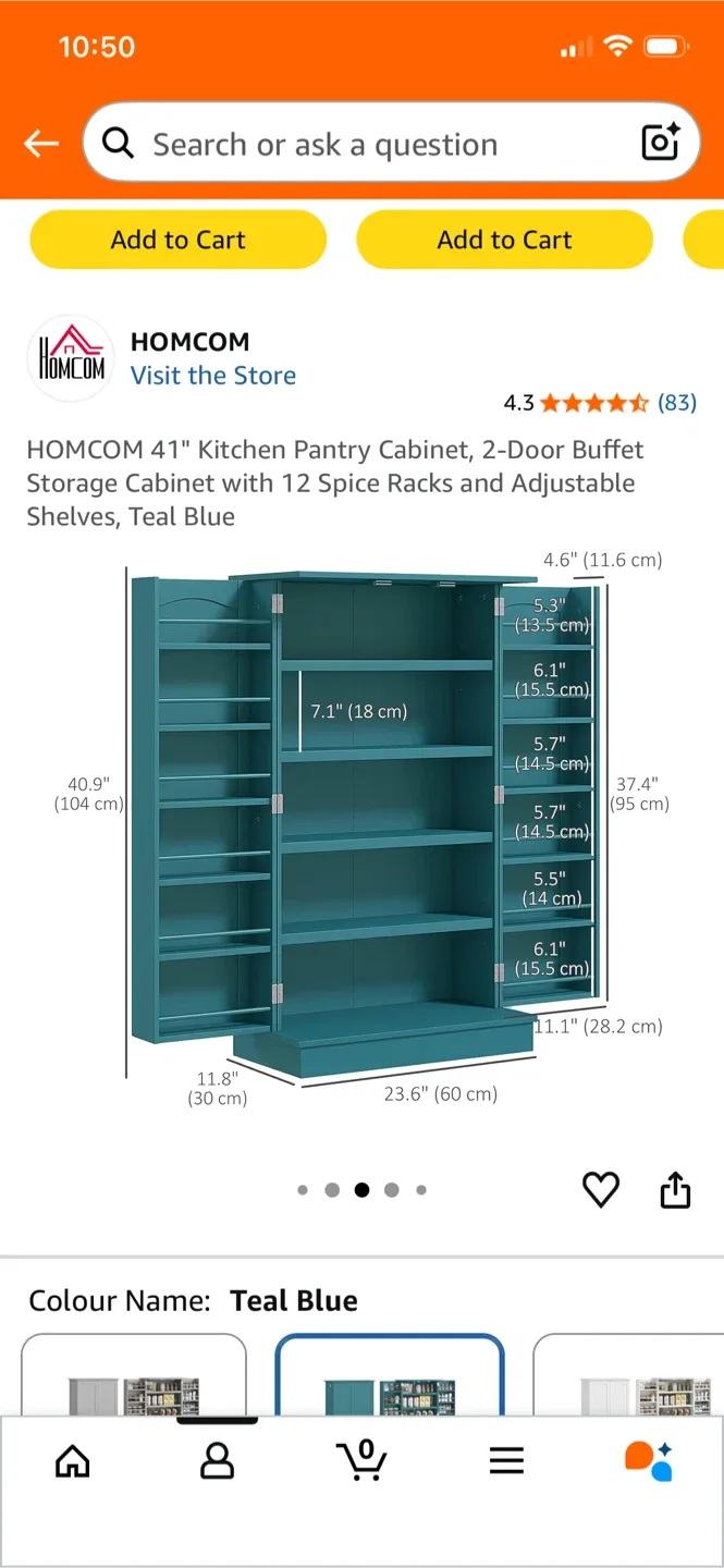 HOMCOM Kitchen Pantry Cabinet - Grey