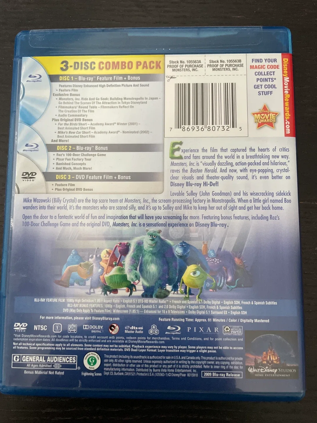 Monsters, Inc. 3-Disc Blu-ray + DVD Combo Pack image indicator(2)
