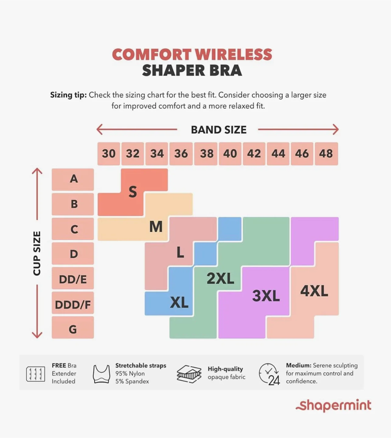 Shapermint Essentials Wireless Shaper Bra 2XL image indicator(5)