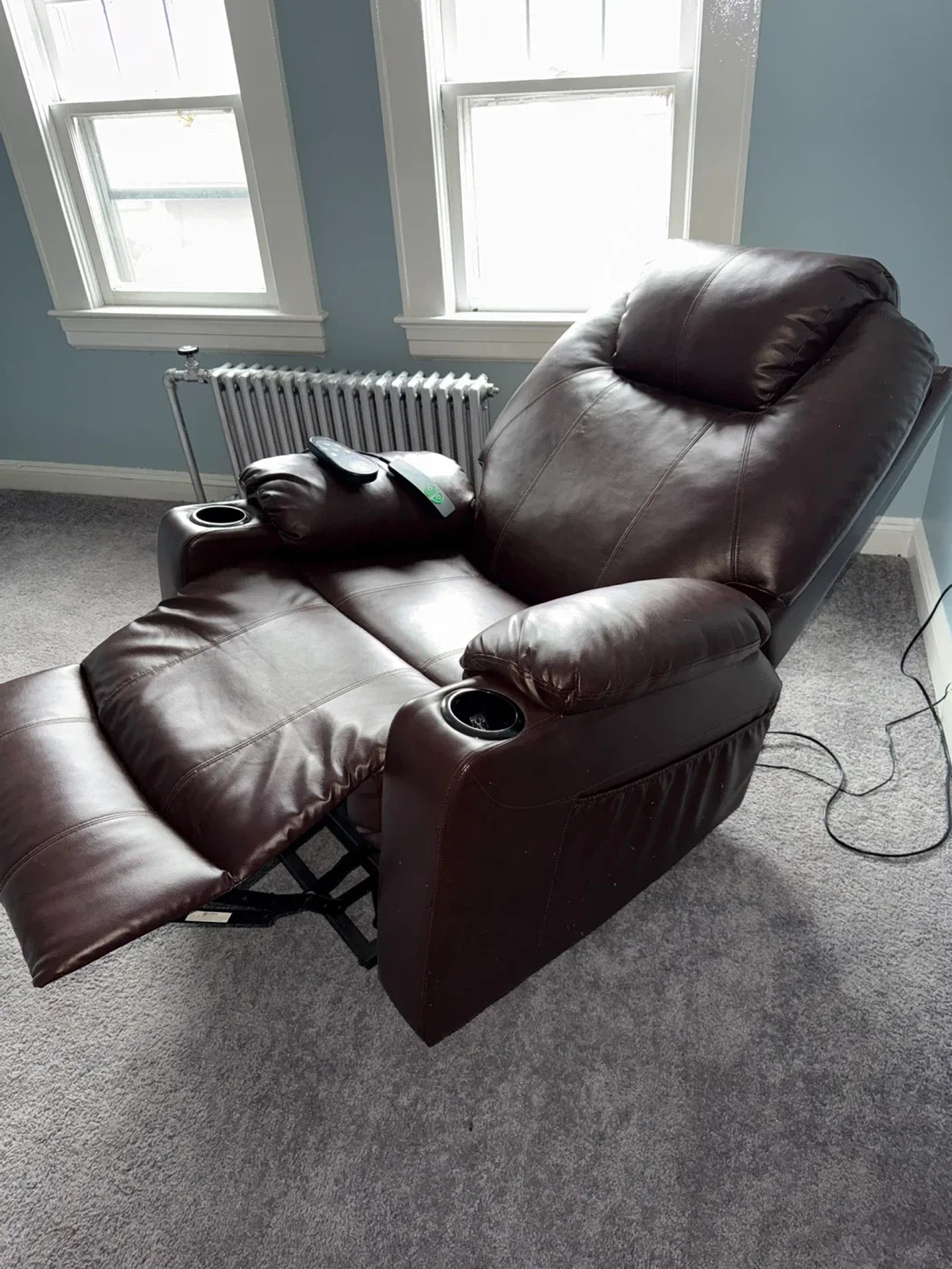 Mcombo Brown Leather Power Lift Recliner Chair