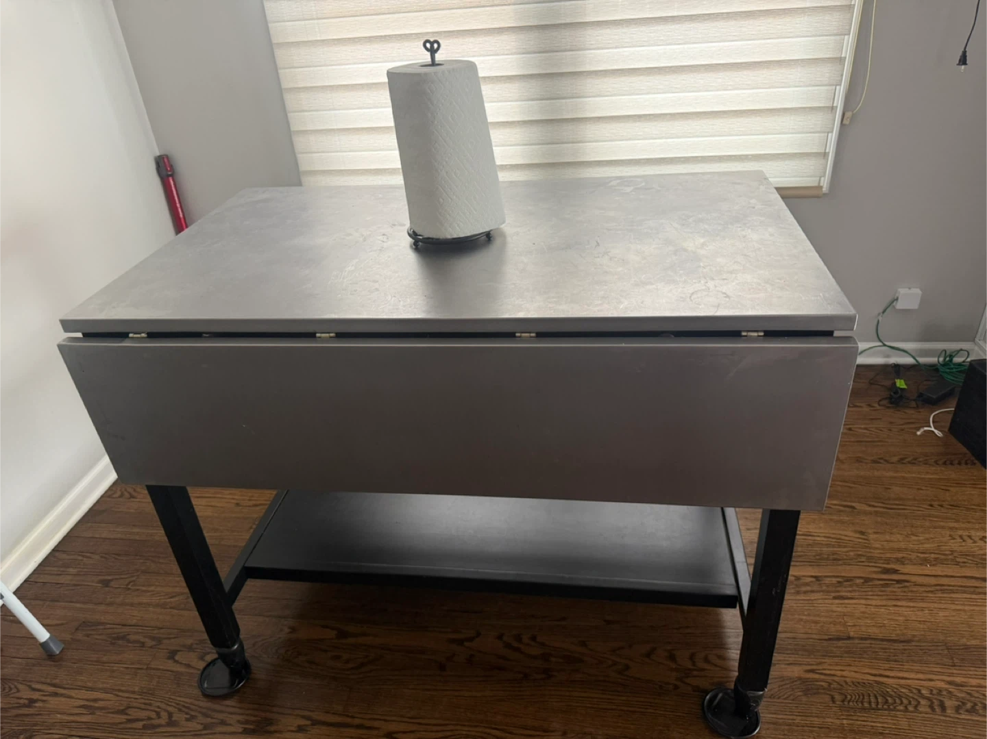 Black Kitchen Island Cart with Stainless Steel Top - photo 2
