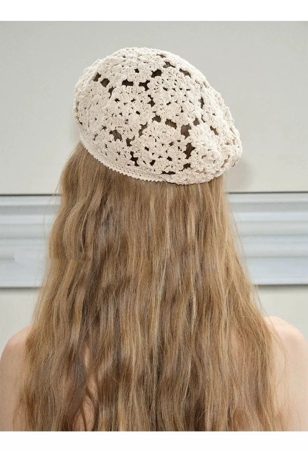New Feytly Crochet Beret - Cream Colour image indicator(5)
