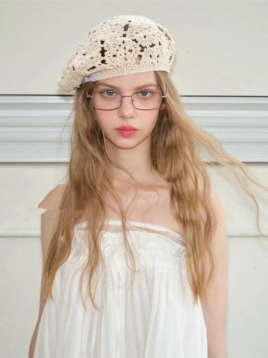 New Feytly Crochet Beret - Cream Colour image indicator(4)